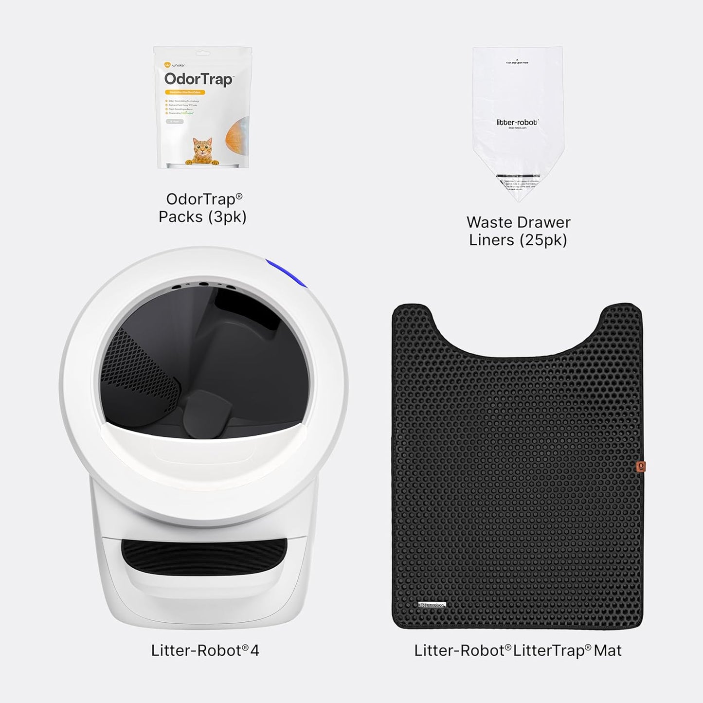 Litter-Robot 4 with Step & Fence (White) - Automatic, Self-Cleaning Cat Litter Box, WiFi Enabled, Works with Any Clumping Litter, Complimentary 2-Year WhiskerCare Warranty