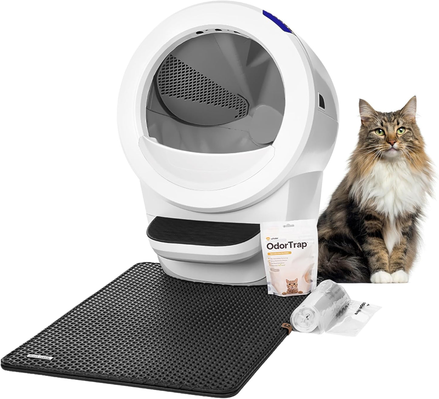 Litter-Robot 4 with Step & Fence (White) - Automatic, Self-Cleaning Cat Litter Box, WiFi Enabled, Works with Any Clumping Litter, Complimentary 2-Year WhiskerCare Warranty