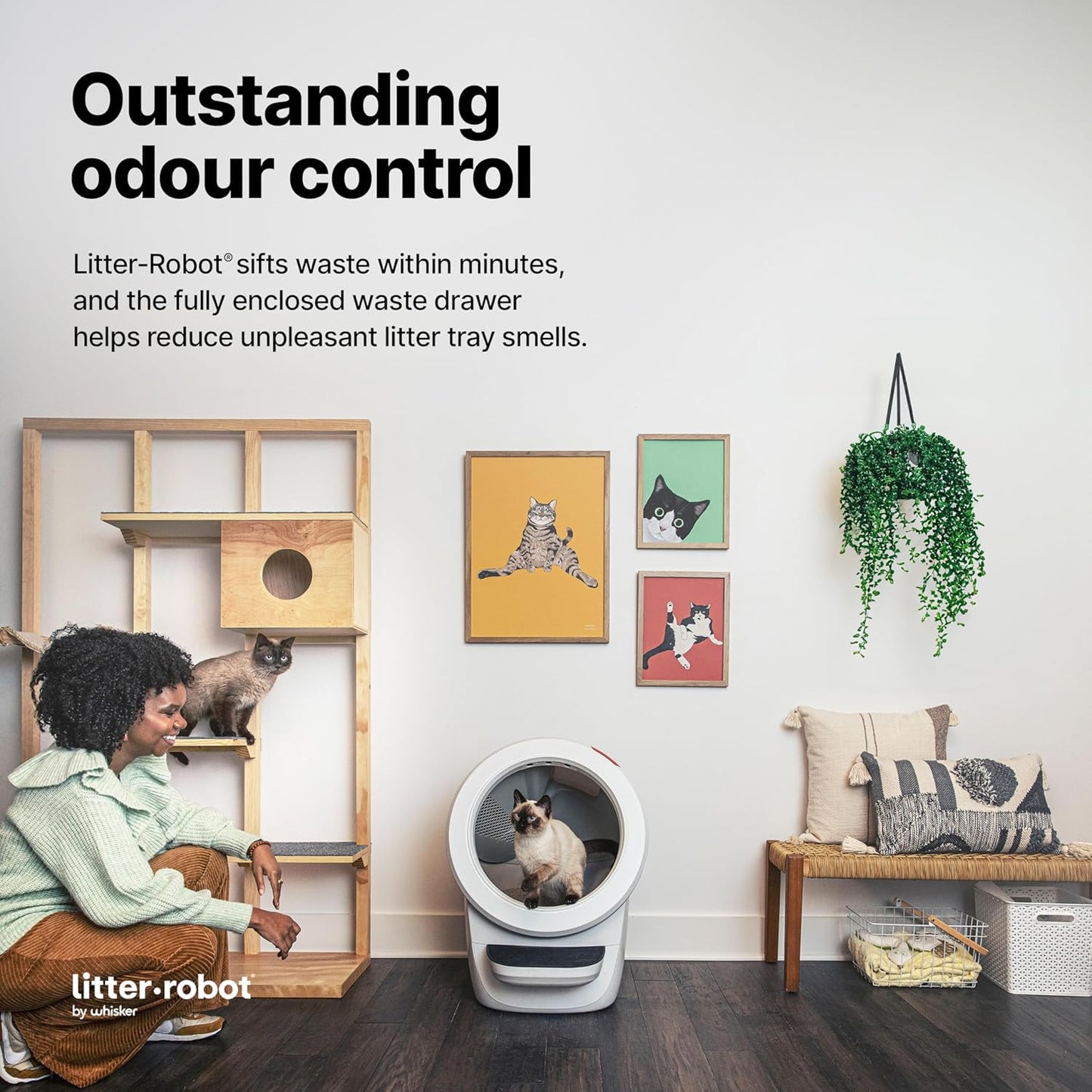 Litter-Robot 4 with Step & Fence (White) - Automatic, Self-Cleaning Cat Litter Box, WiFi Enabled, Works with Any Clumping Litter, Complimentary 2-Year WhiskerCare Warranty
