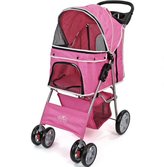 Pink Pet Stroller – Stylish & Comfortable Travel Solution for Your Pet