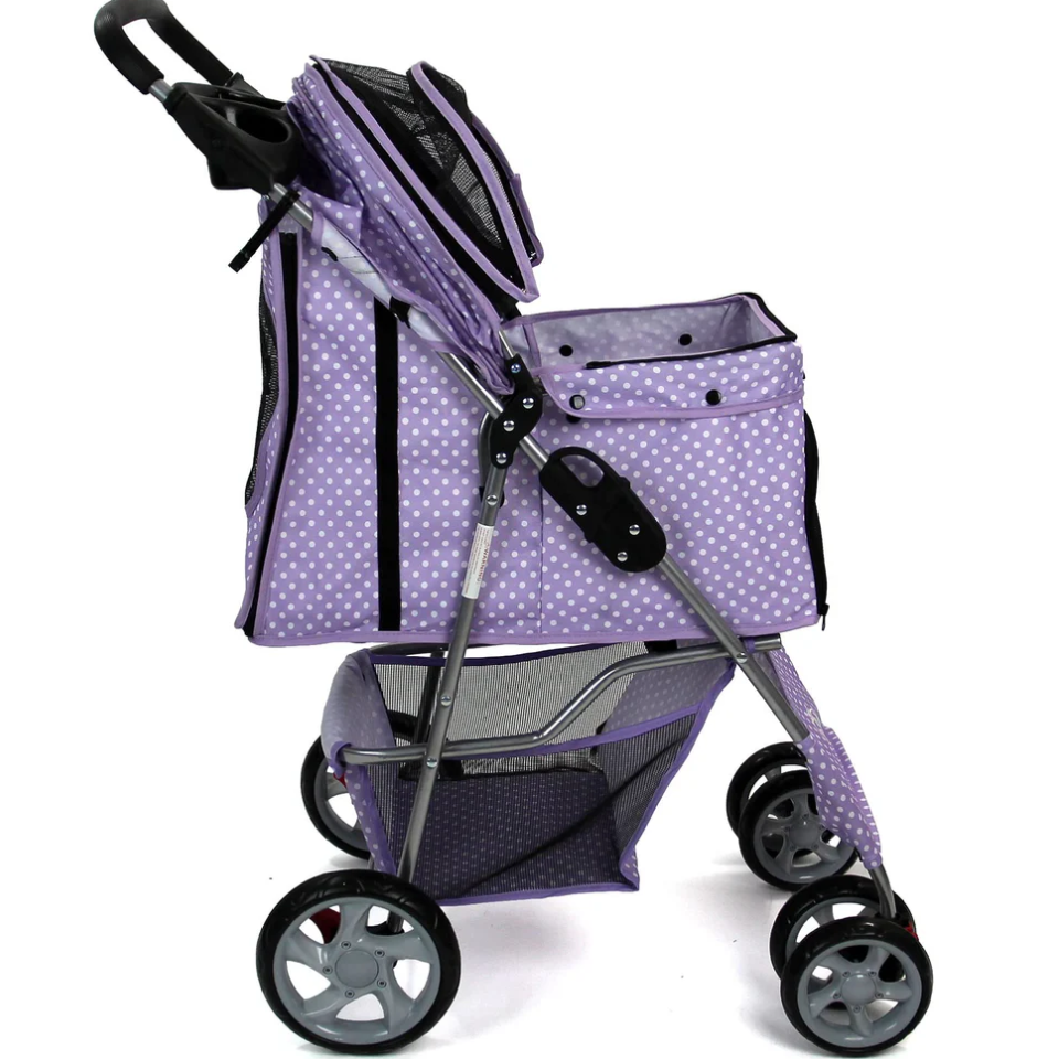 Pet Travel Dog Stroller Pushchair – Available in 7 Vibrant Colors (Purple)