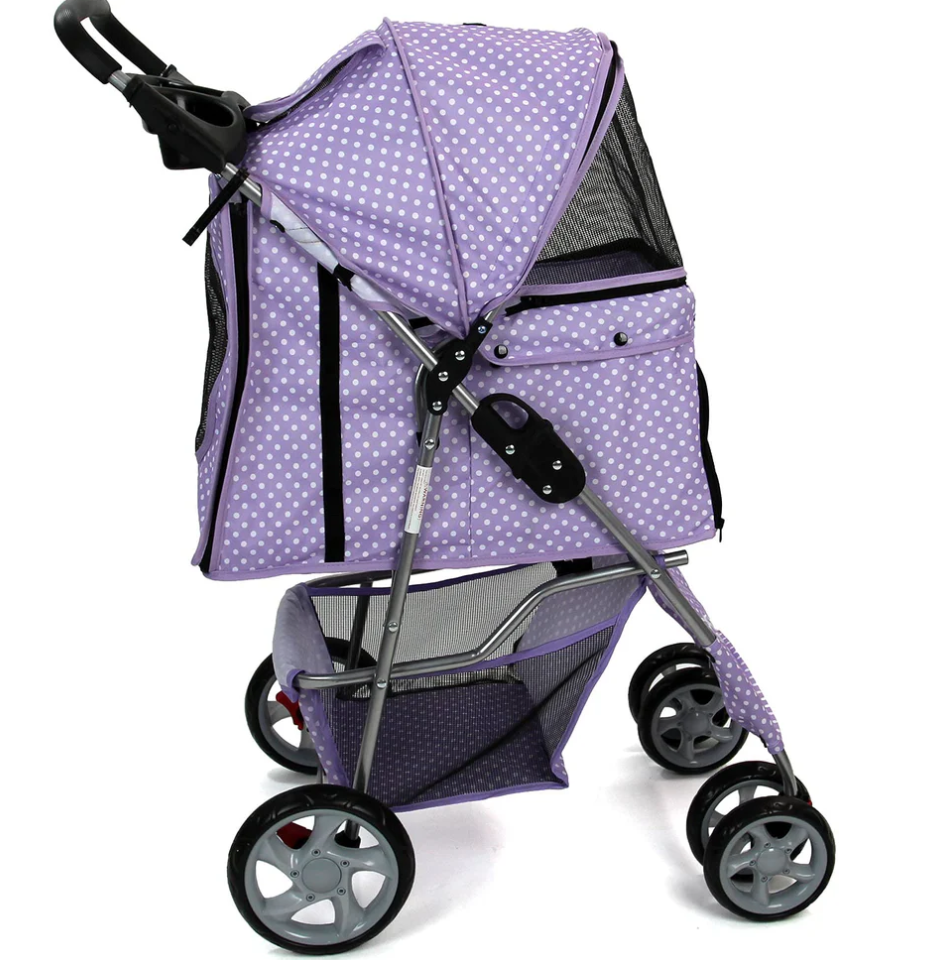 Pet Travel Dog Stroller Pushchair – Available in 7 Vibrant Colors (Purple)