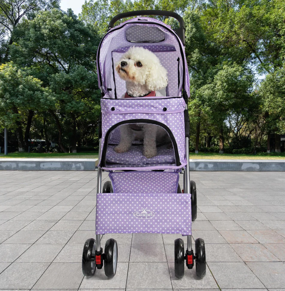 Pet Travel Dog Stroller Pushchair – Available in 7 Vibrant Colors (Purple)